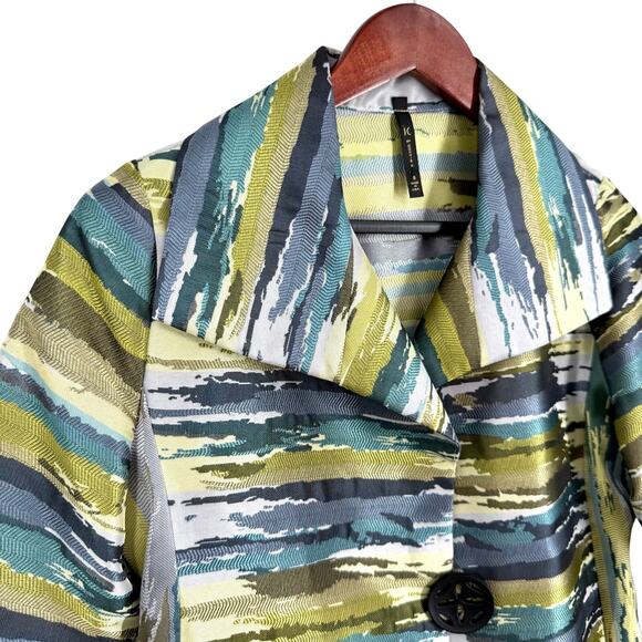 IC by Connie K Sz Small Green Wearable Art to Wear Blazer Blouse Shirt Top - Picture 3 of 8